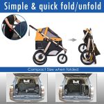 Jogging Sports Stroller with Comfort Rubber Wheels/Zipper-Less Entry/1-Hand Quick Fold/Aluminum Frame for Small/Medium Dogs, Cats and Pets (Green Camo) - Image 28
